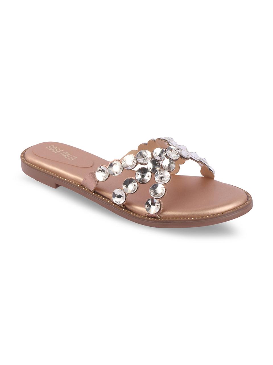 Rose Italia Embellished Flat Sandals