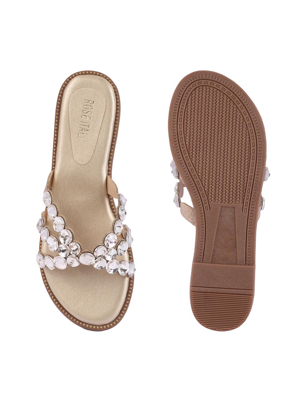 Rose Italia Embellished Flat Sandals