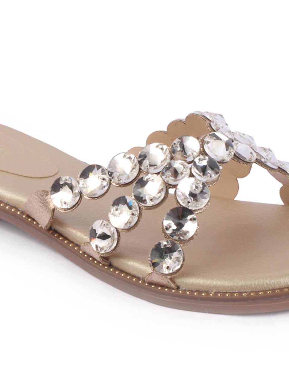 Rose Italia Embellished Flat Sandals