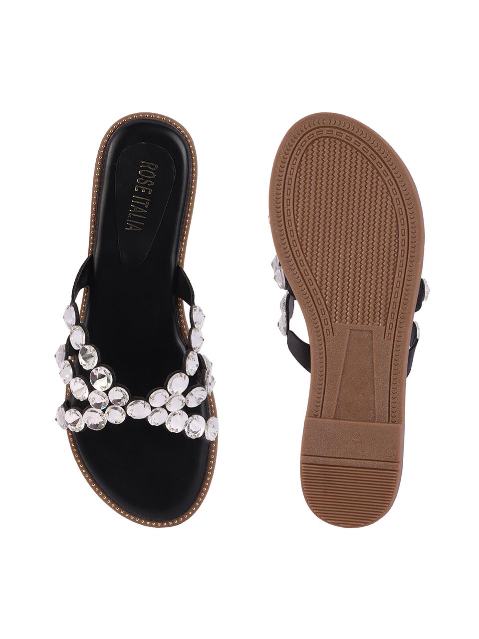 Rose Italia Embellished Flat Sandals