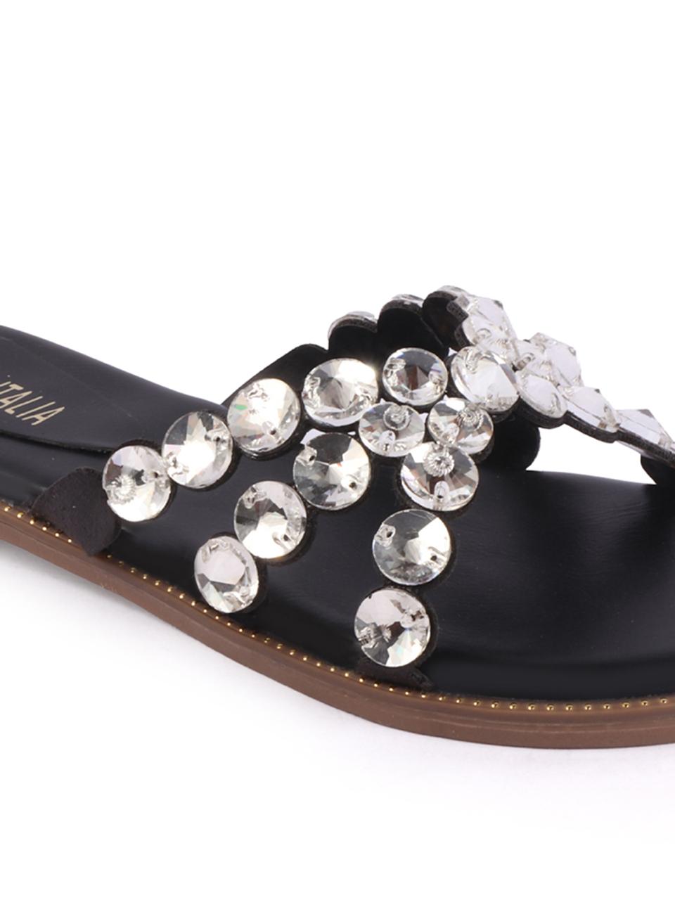Rose Italia Embellished Flat Sandals