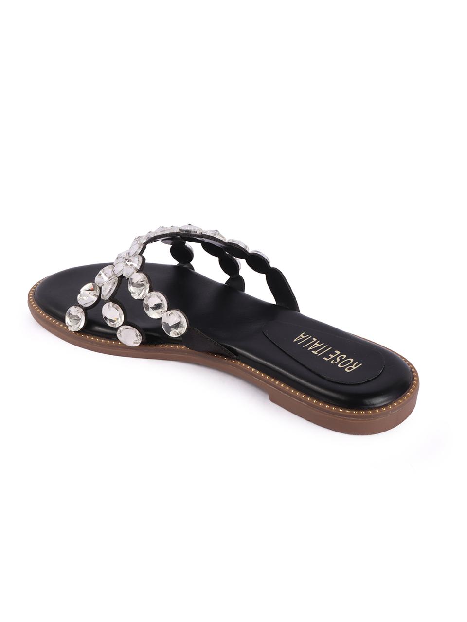 Rose Italia Embellished Flat Sandals