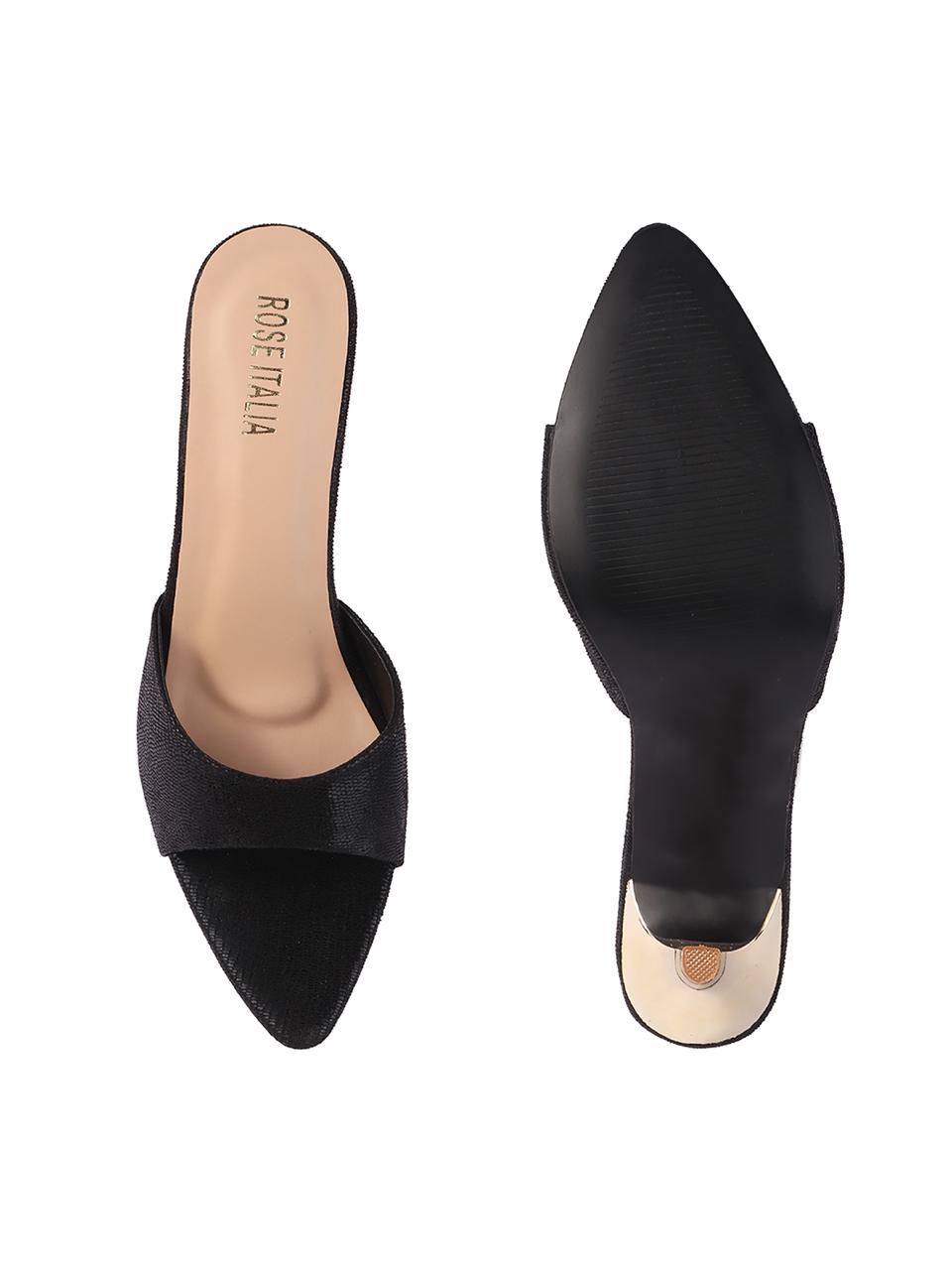 Rose Italia Stiletto Heel Mules