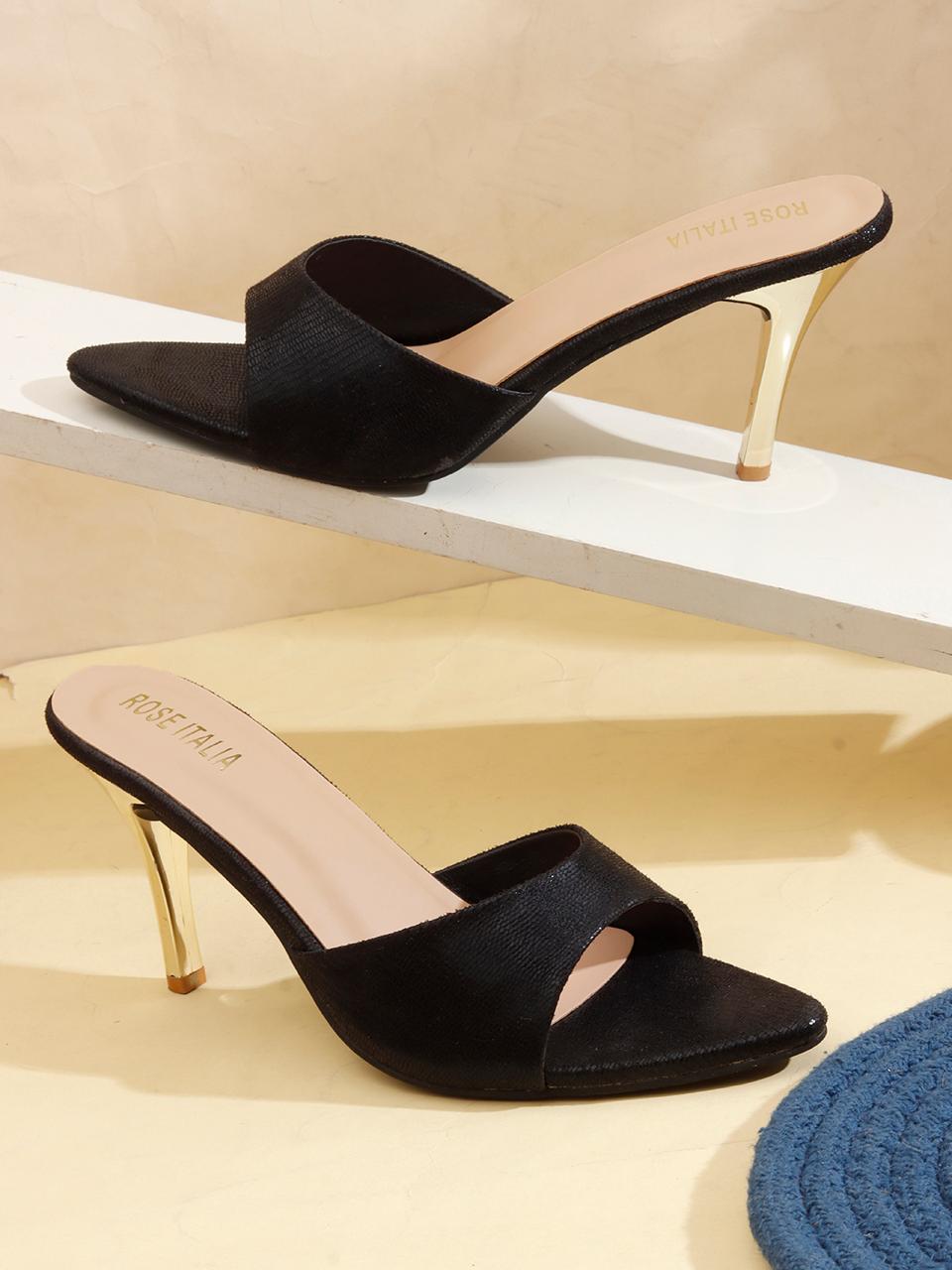 Rose Italia Stiletto Heel Mules