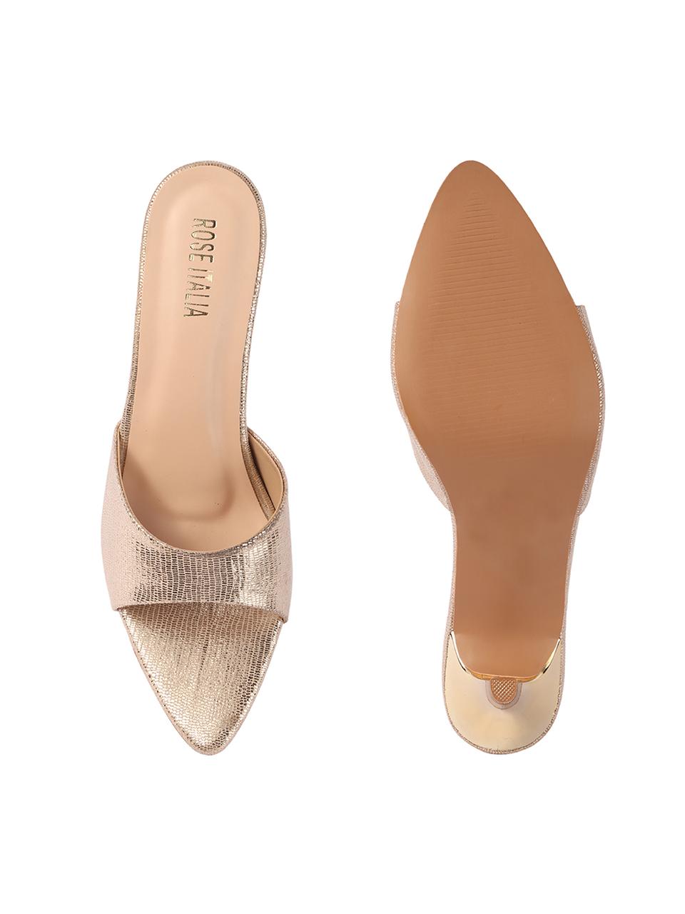Rose Italia Stiletto Heel Mules