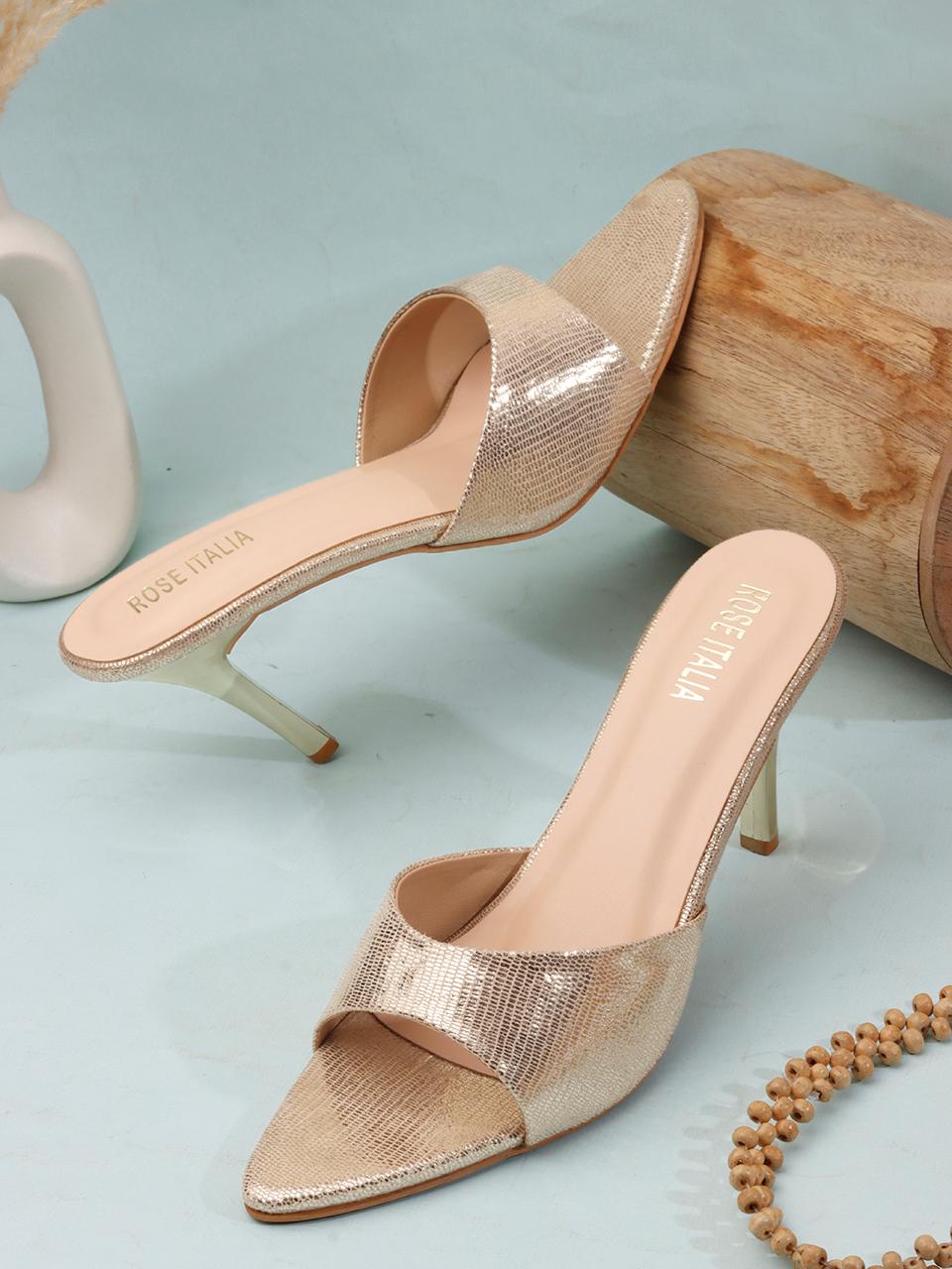 Rose Italia Stiletto Heel Mules